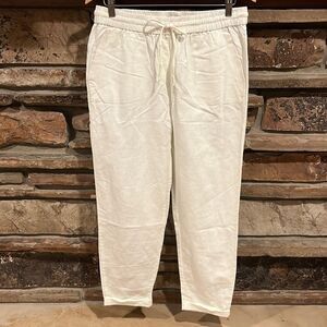 J. Crew Factory White Linen Cotton Blend Resort Pants